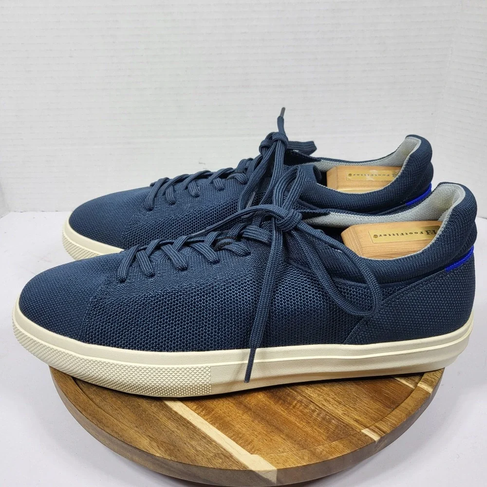 Rothy's Men's 11 Women's 12.5 RS01 Navy Blue Knit Lace Up Sneakers rPET NWOB‎